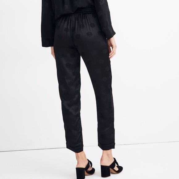 Madewell Satin Jacquard Pajama Trousers Woman’s Pants Size XXL Black - Picture 5 of 11